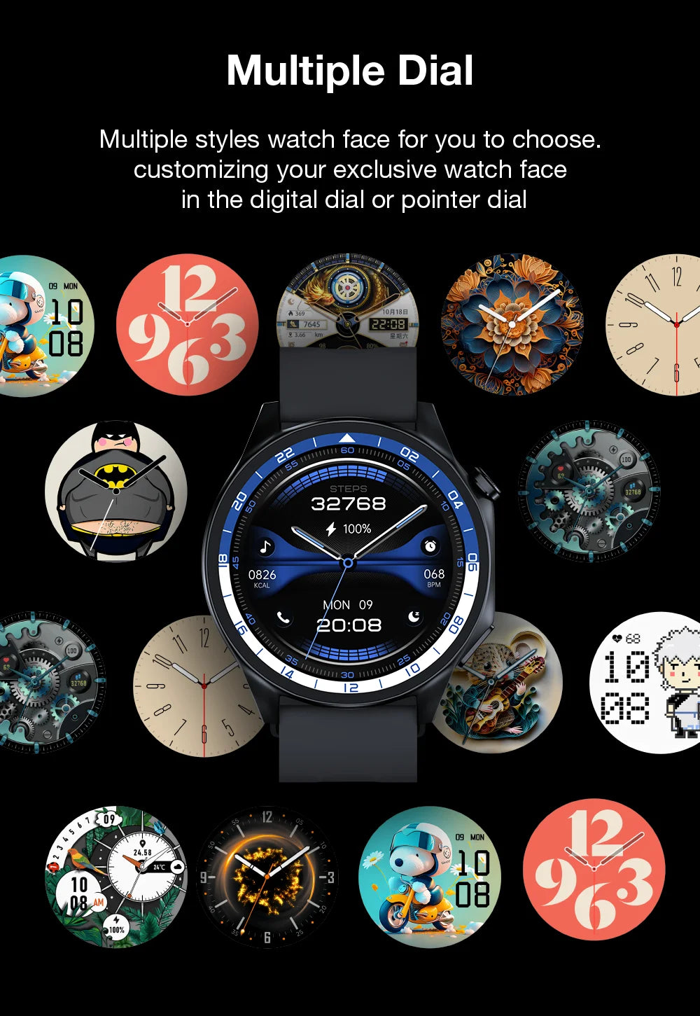 1.43'' TFT Smart Watch - 4GB RAM, Music, Health Monitoring, Bluetooth Call, Waterproof