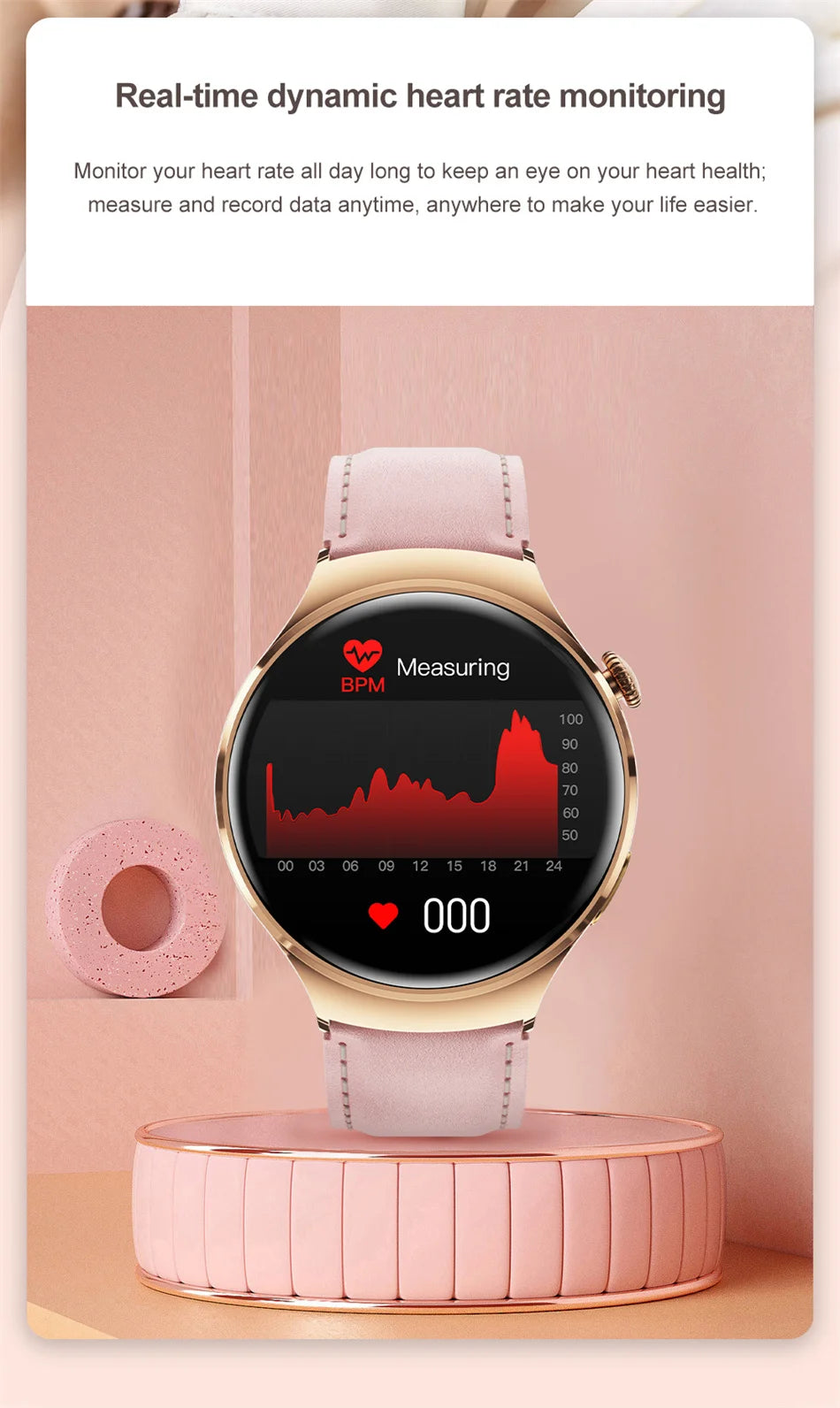 Mini AMOLED Smartwatch Women, 360*360 HD, NFC, IP68, Health & Heart Rate Monitor
