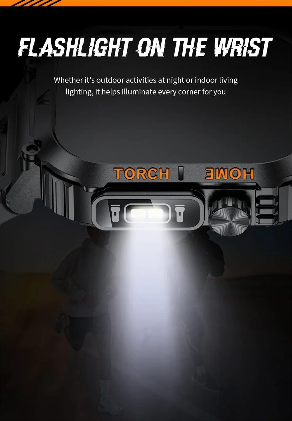 LIGE Military Men Smart Watch 2.02'' HD Screen LED Flashlight Compass Watches 3ATM Waterproof Outdoor Sports Smartwatch 2025 New
