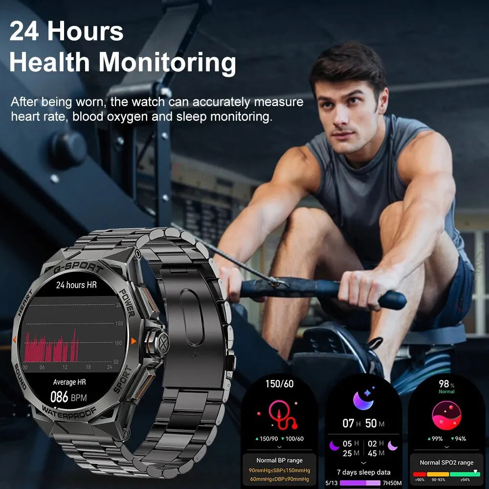 1.43” AMOLED Bluetooth Call Smart Watch for Men, Fitness Tracker, IP68 Waterproof