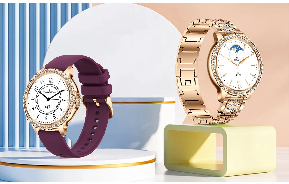 Gold Luxury Women's Smartwatch | 1.32" HD AMOLED Screen, Voice Call & Fitness Tracker