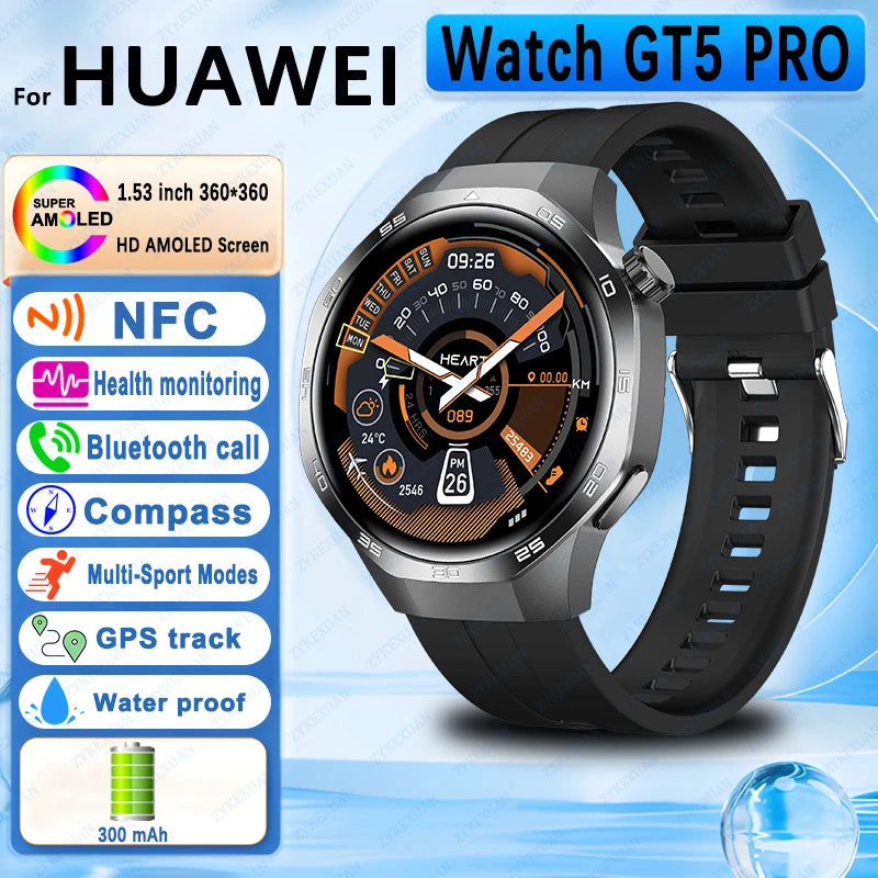 GPS Sports Smartwatch, Heart Rate, NFC, Compass, IP68 Waterproof