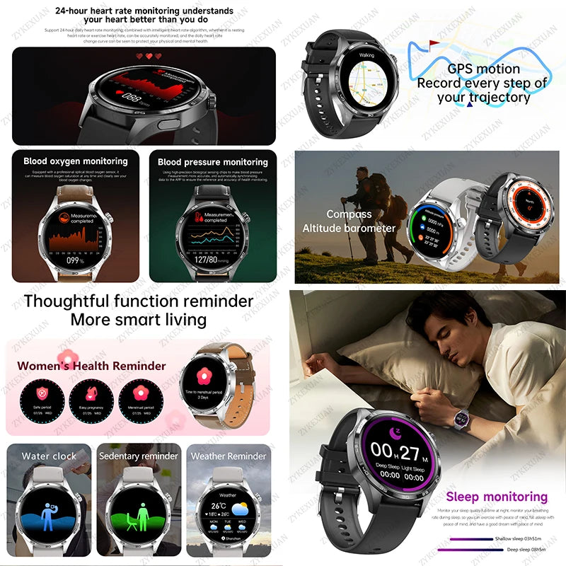GPS Smartwatch Men 5 Pro AMOLED HD Bluetooth Call NFC Waterproof Heart Rate Fitness Watch