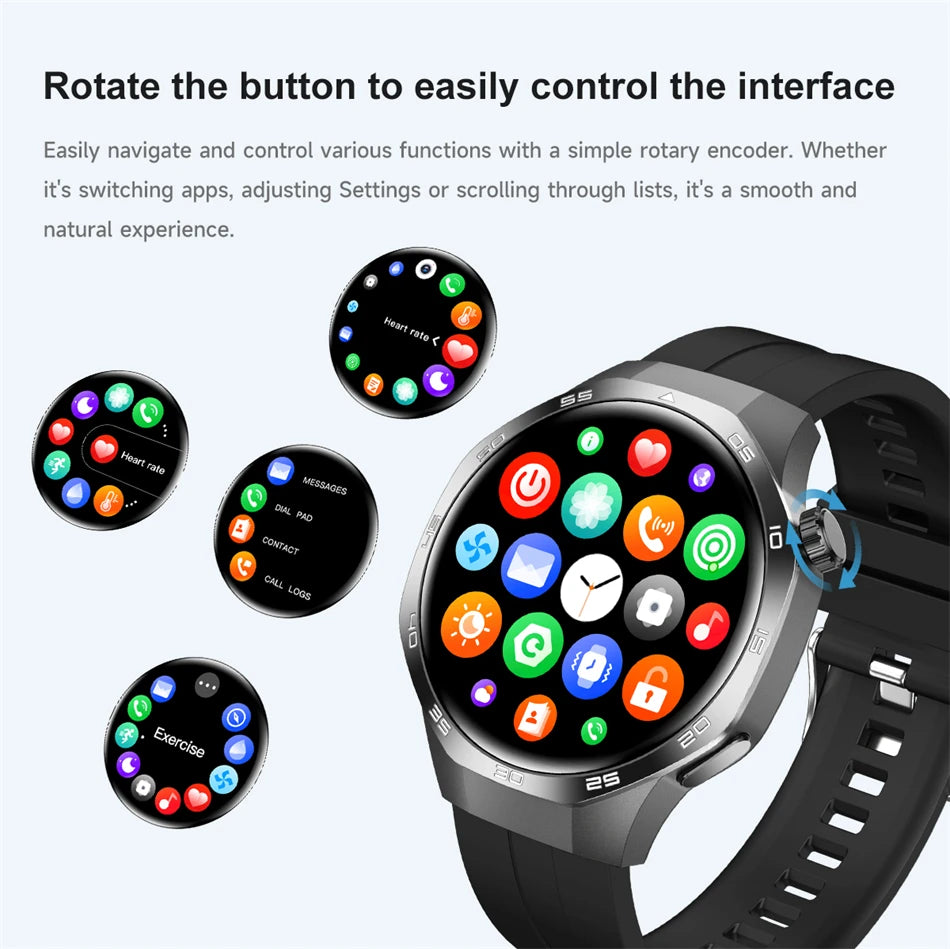 AMOLED Smartwatch for Men: Bluetooth Calls, NFC, GPS, IP68 Waterproof, 390x390 Display
