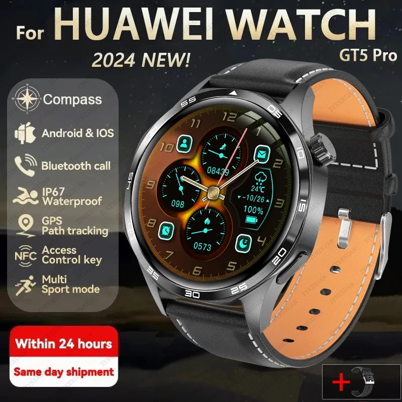 GPS Smartwatch Men 5 Pro AMOLED HD Bluetooth Call NFC Waterproof Heart Rate Fitness Watch