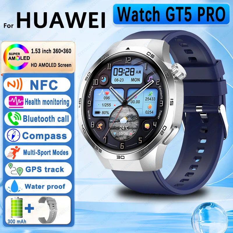 GPS Sports Smartwatch, Heart Rate, NFC, Compass, IP68 Waterproof