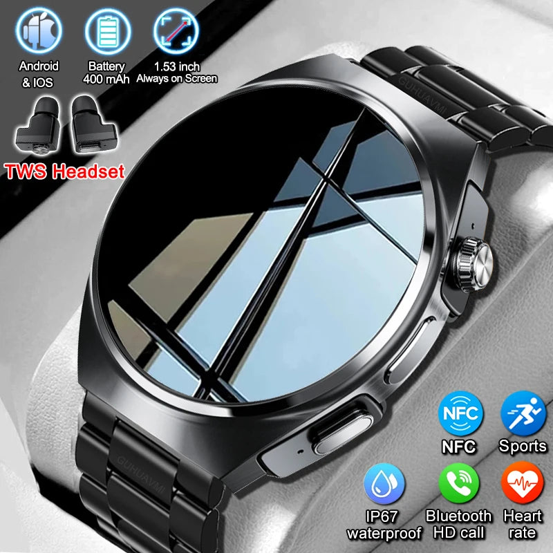 2-in-1 Smartwatch with TWS Earbuds: Bluetooth Call, Heart Rate, Blood Pressure Monitor