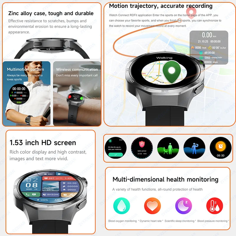 GPS Sports Smartwatch, Heart Rate, NFC, Compass, IP68 Waterproof