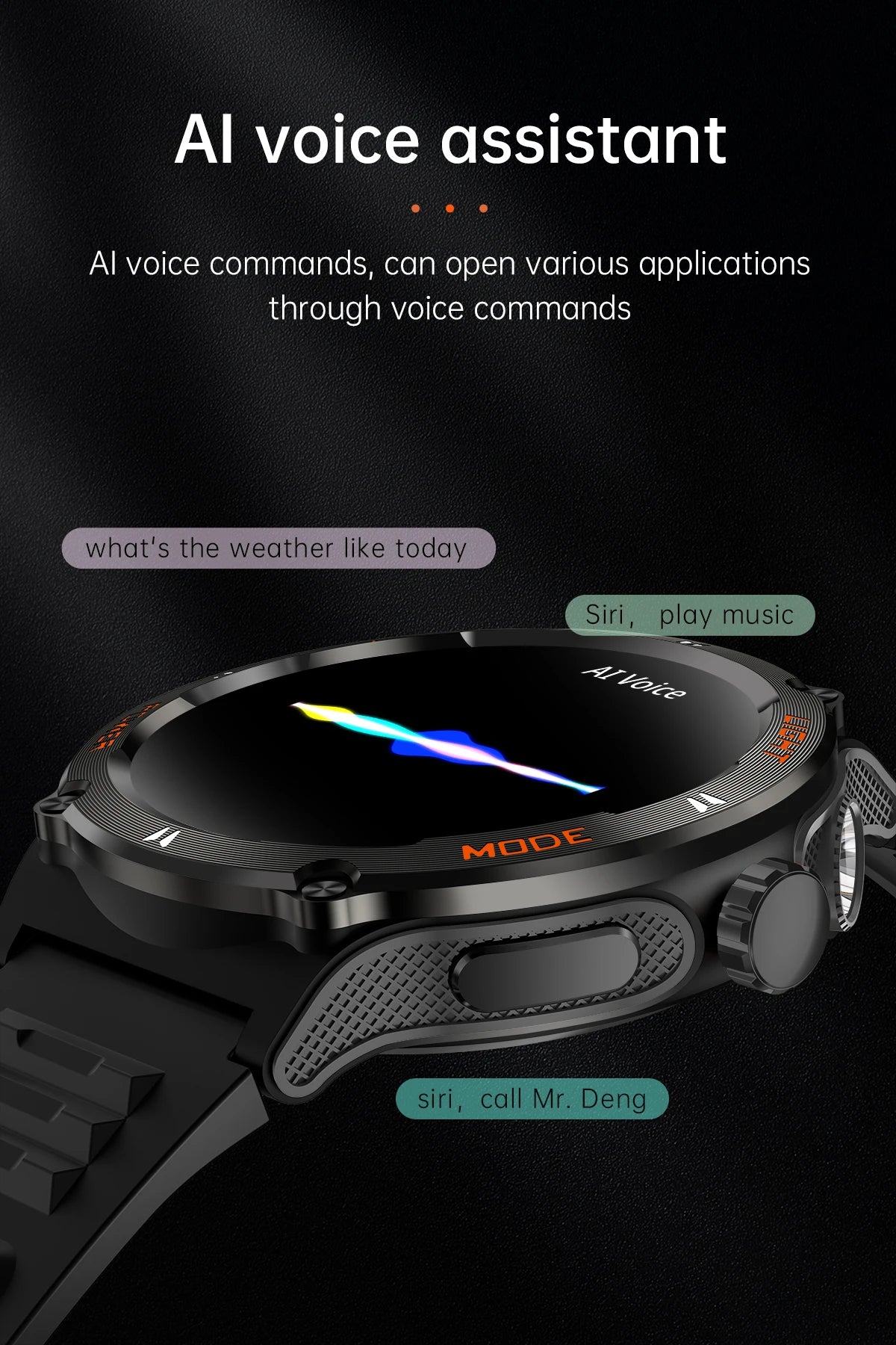 Rugged Military Smartwatch for Men: GPS, 500mAh Battery, Fitness Tracker, 3ATM Waterproof