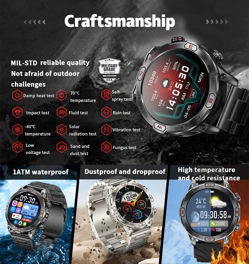 2025 Smart Watch - 1.43'' AMOLED, GPS, Fitness Tracker, BT 5.3, LED Lights, Compass