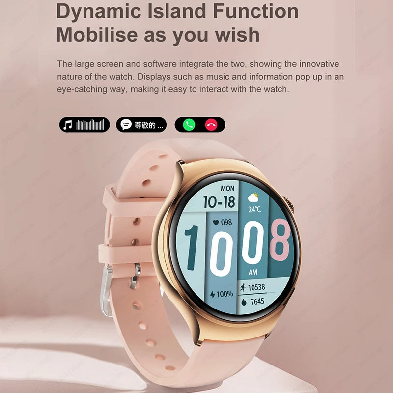 Mini AMOLED Smartwatch Women, 360*360 HD, NFC, IP68, Health & Heart Rate Monitor