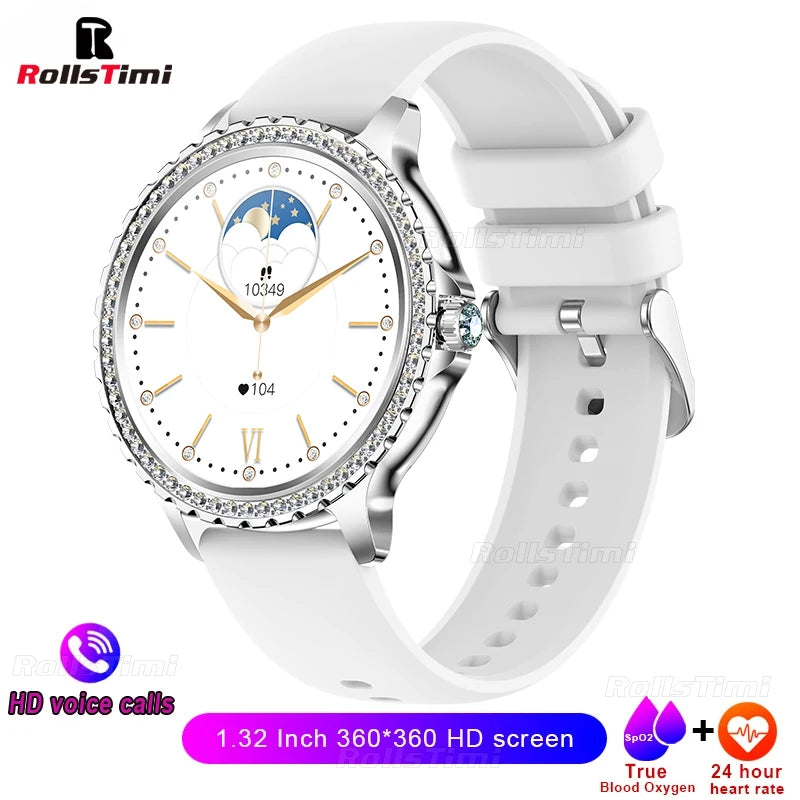 Gold Luxury Women's Smartwatch | 1.32" HD AMOLED Screen, Voice Call & Fitness Tracker