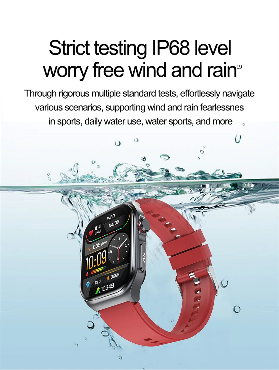 2.04" AI Medical Smartwatch, Blood Lipids, Uric Acid, ECG+PPG, Bluetooth Call, Waterproof