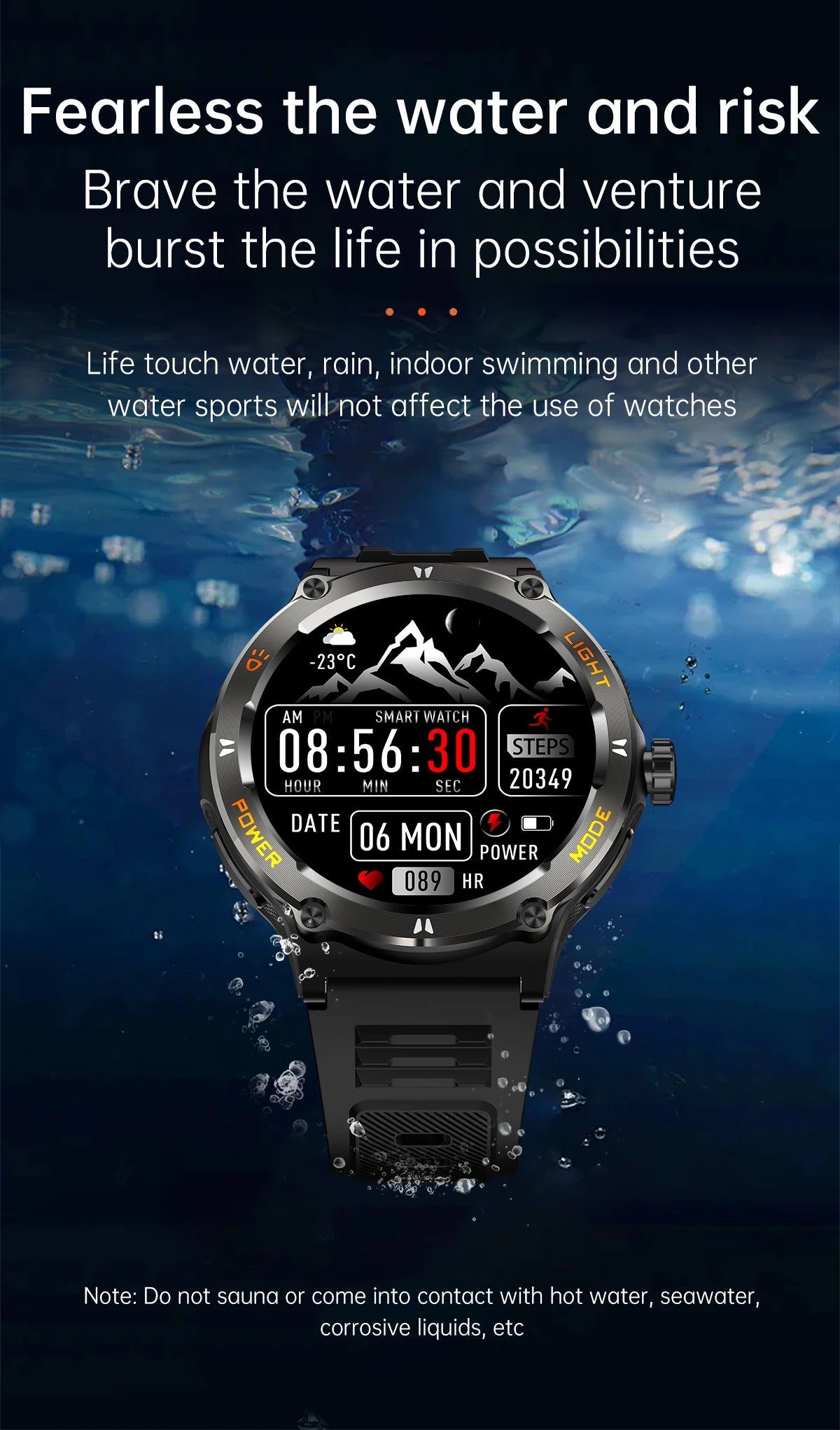 Rugged Military Smartwatch for Men: GPS, 500mAh Battery, Fitness Tracker, 3ATM Waterproof