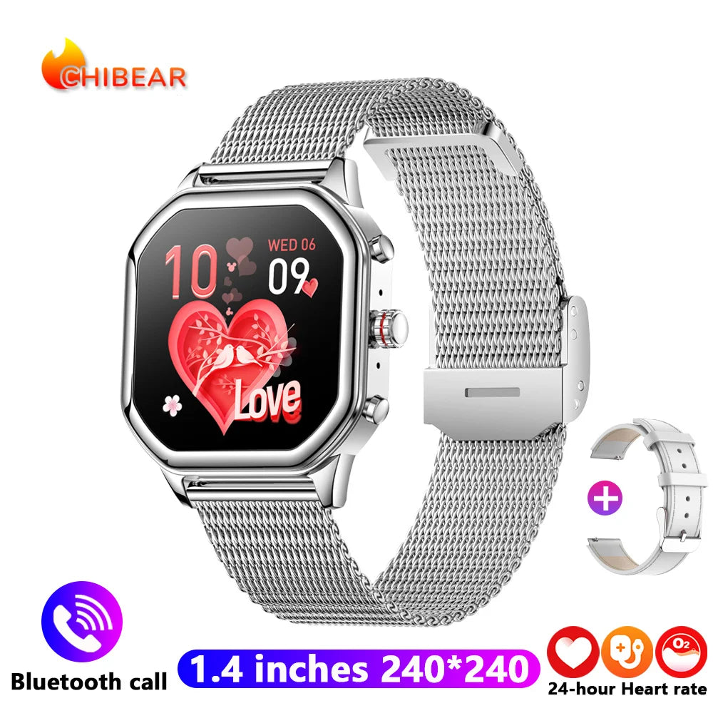 2024 Women’s Smart Watch 1.4" AMOLED Health Tracker Waterproof Bluetooth Call