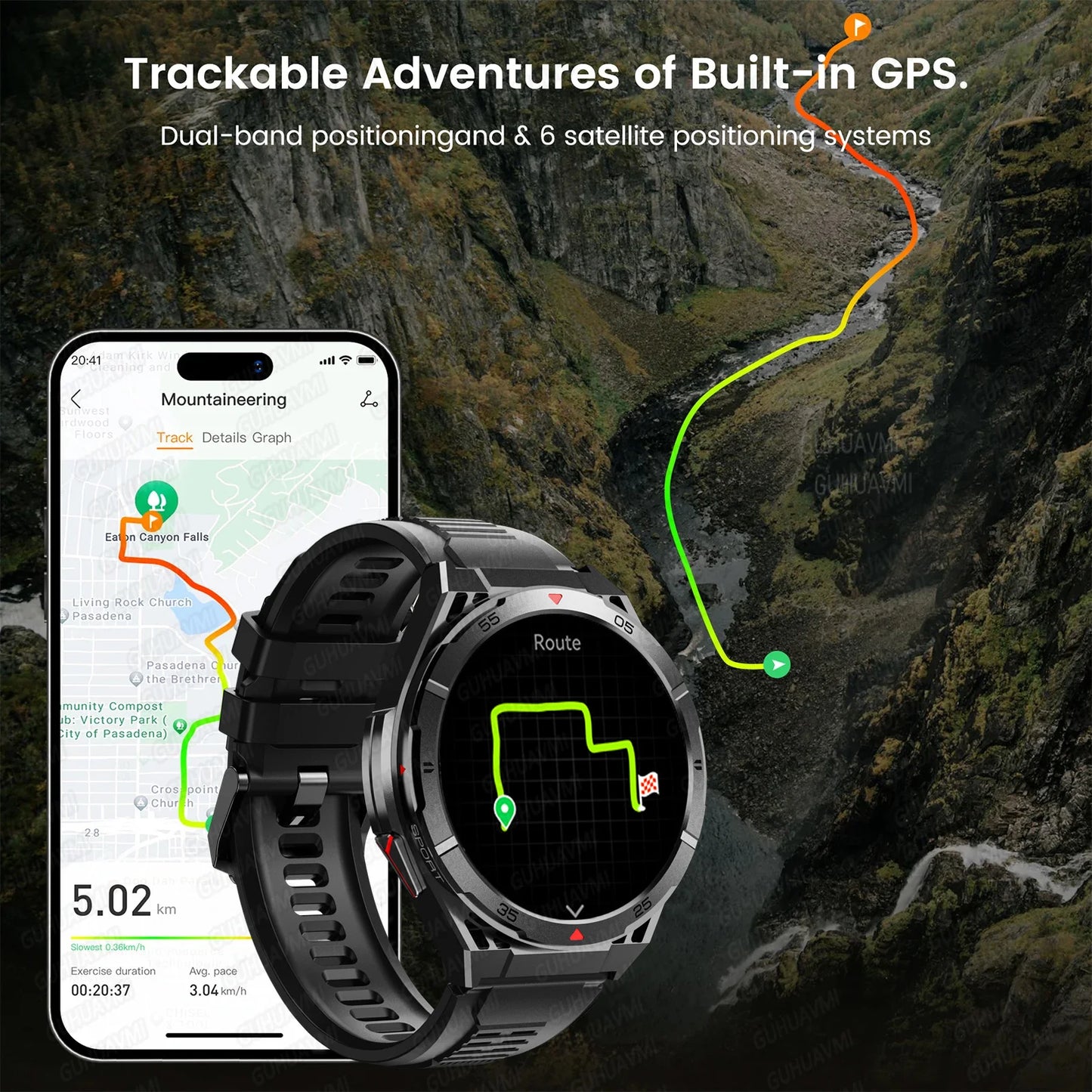 GPS Outdoor Smartwatch: 1.43" AMOLED, Heart Rate Monitor, Bluetooth Calling, IP69K Waterproof