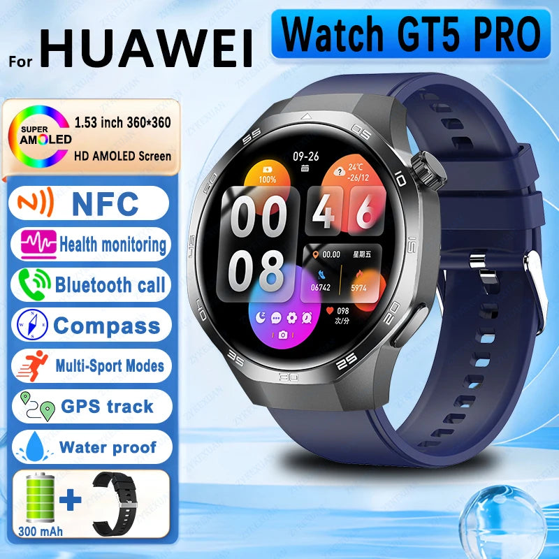 GPS Sports Smartwatch, Heart Rate, NFC, Compass, IP68 Waterproof