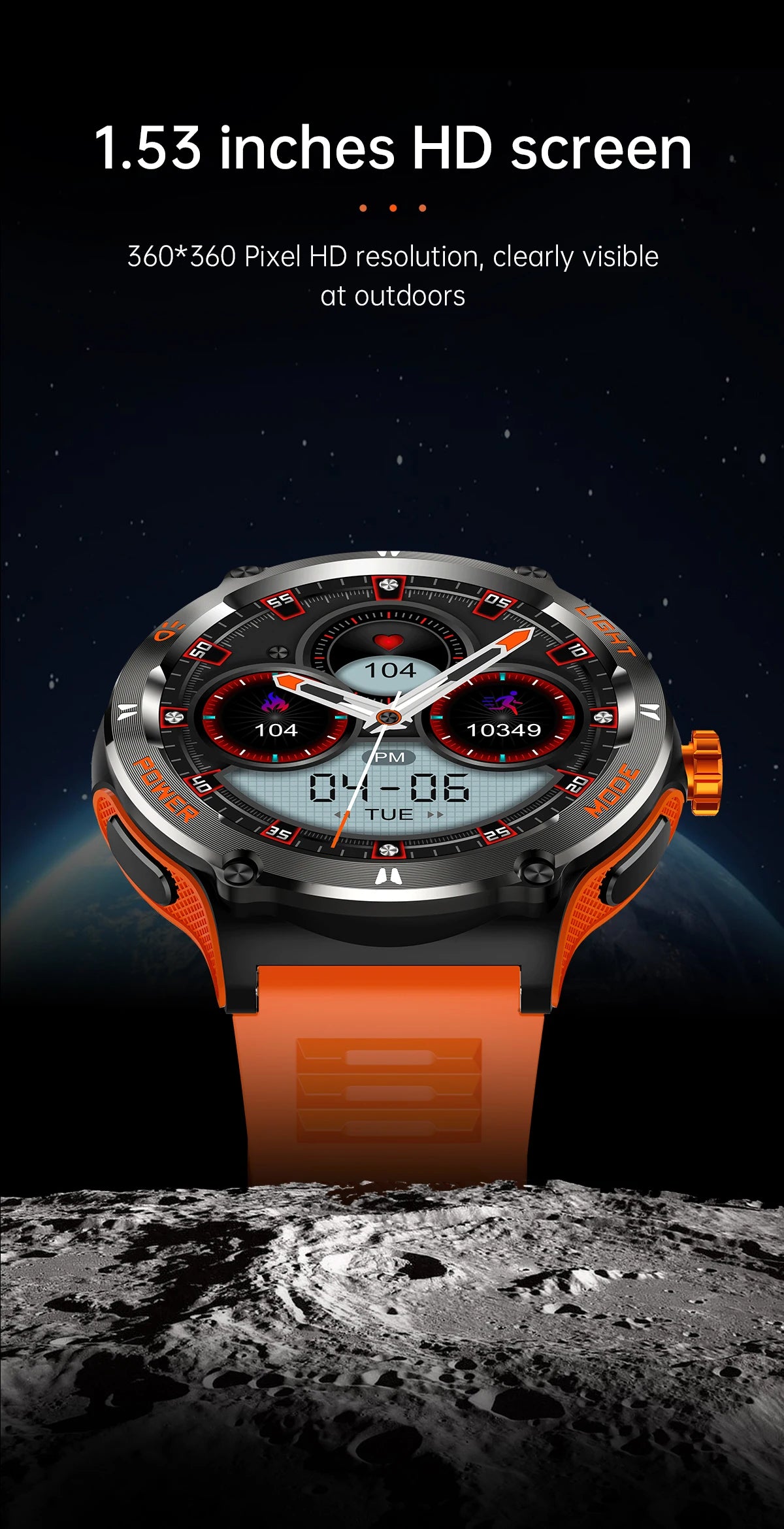 Rugged Military Smartwatch for Men: GPS, 500mAh Battery, Fitness Tracker, 3ATM Waterproof