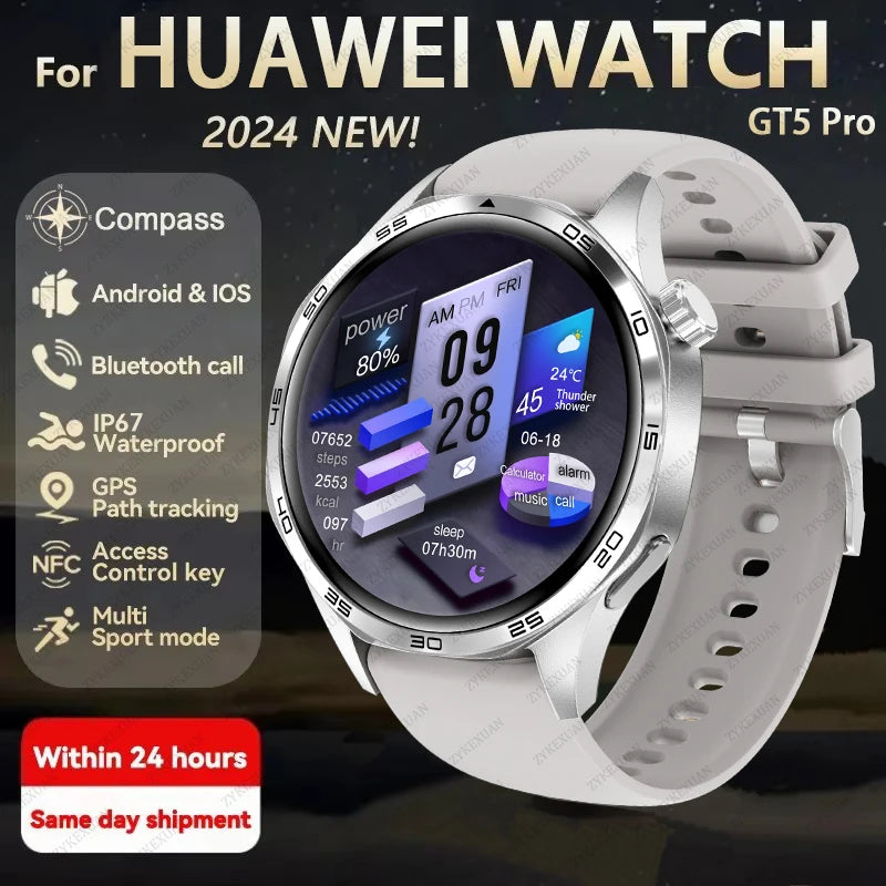 GPS Smartwatch Men 5 Pro AMOLED HD Bluetooth Call NFC Waterproof Heart Rate Fitness Watch