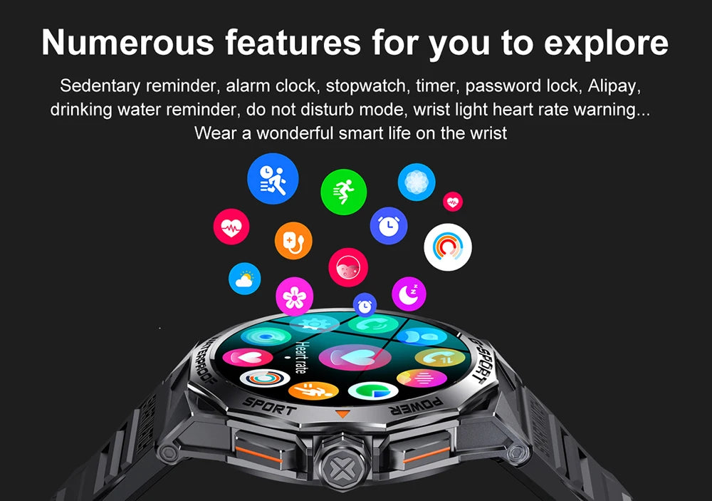 1.43” AMOLED Bluetooth Call Smart Watch for Men, Fitness Tracker, IP68 Waterproof