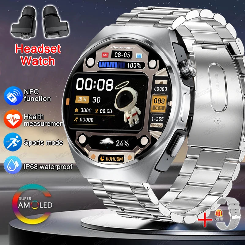 New Men’s Smart Watch & TWS Headset 2-in-1: Wireless Earbuds, Health Tracker, NFC, Sport & Fashion