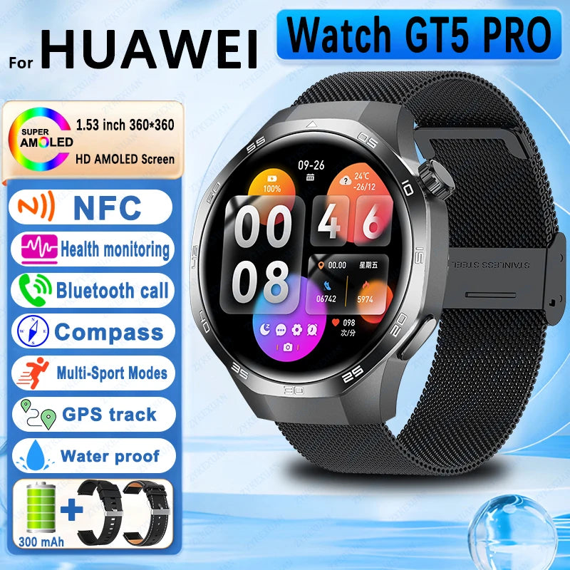 GPS Sports Smartwatch, Heart Rate, NFC, Compass, IP68 Waterproof