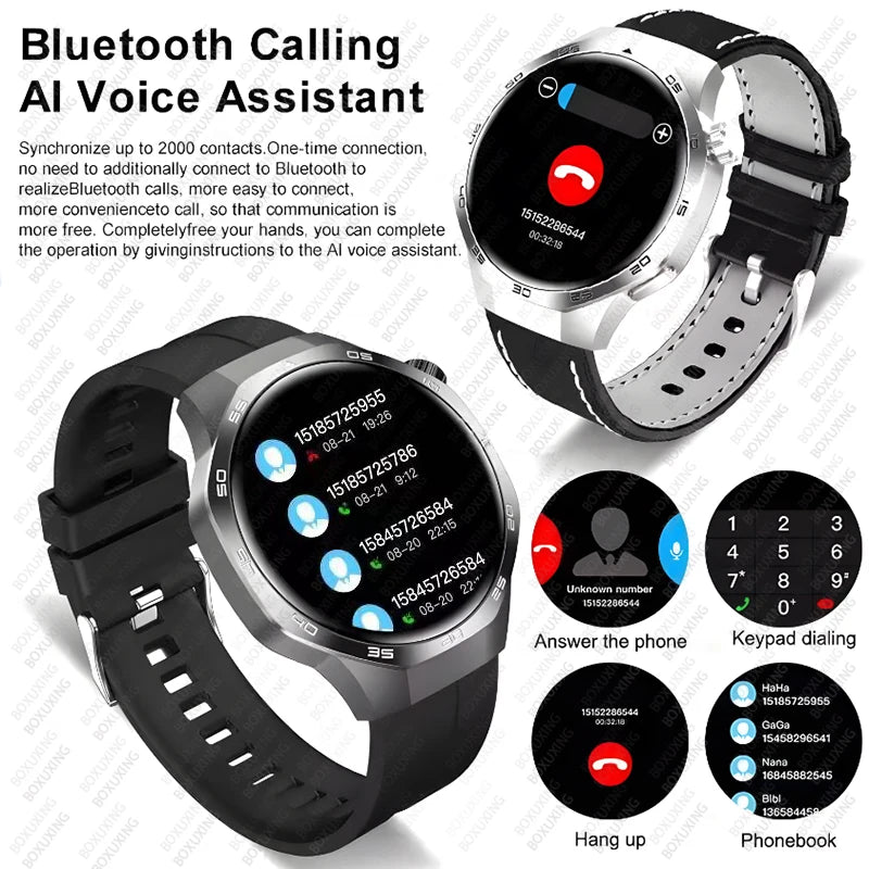 AMOLED Smartwatch for Men: Bluetooth Calls, NFC, GPS, IP68 Waterproof, 390x390 Display