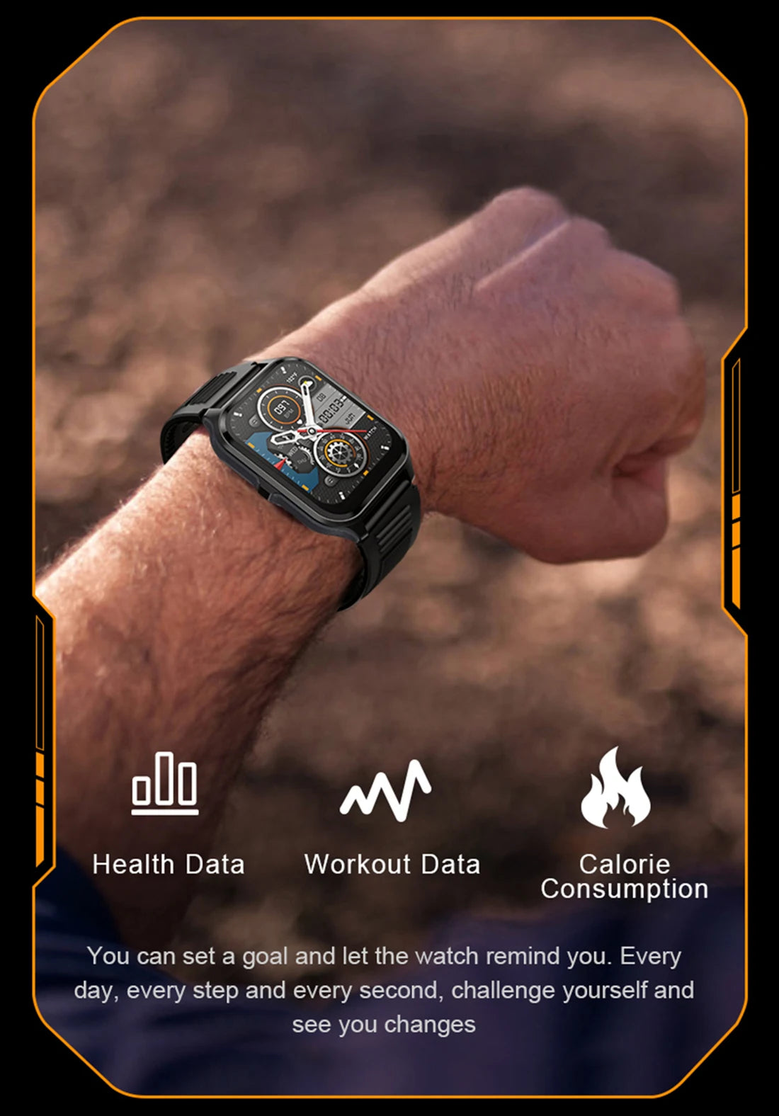 1.9'' Military Smartwatch for Men | Bluetooth Call, IP68 Waterproof, Fitness Tracker