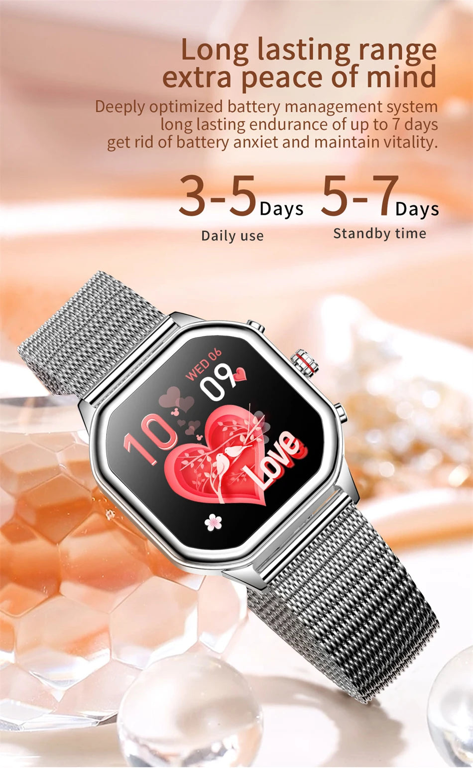 2024 Women’s Smart Watch 1.4" AMOLED Health Tracker Waterproof Bluetooth Call