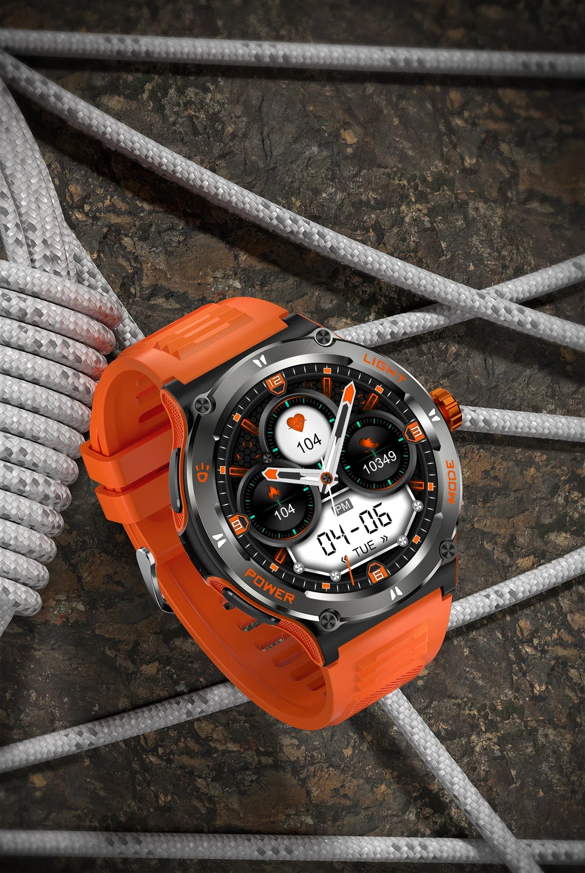 Rugged Military Smartwatch for Men: GPS, 500mAh Battery, Fitness Tracker, 3ATM Waterproof