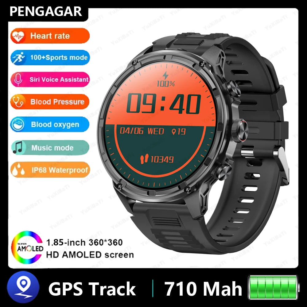1.85" Ultra HD Smartwatch with NFC, Bluetooth Calling, 710mAh Battery, Fitness & Health Tracking