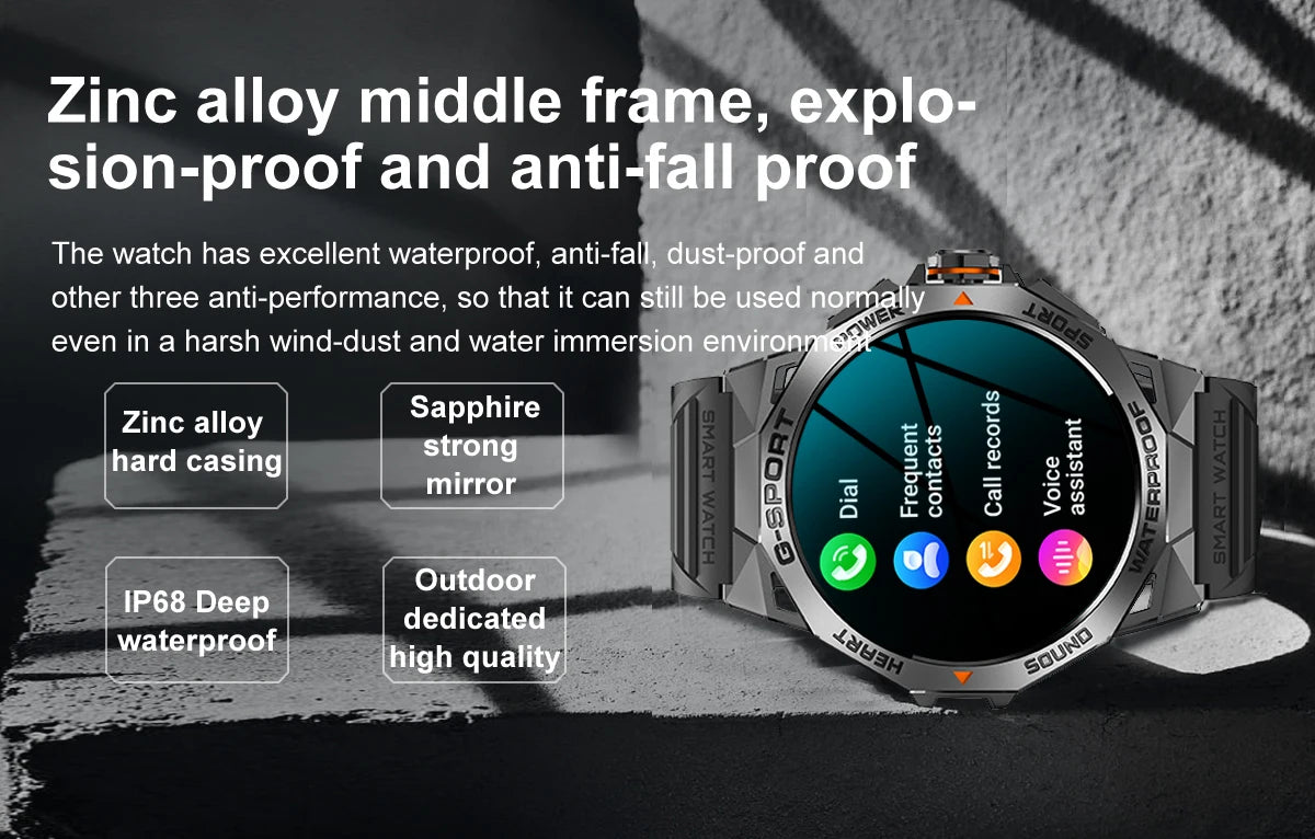 1.43" AMOLED Smart Watch for Men – Bluetooth Calls, Fitness Tracker, Heart Rate & Blood Pressure Monitor