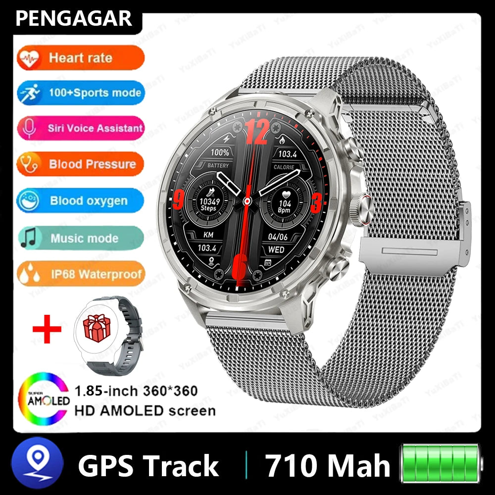 1.85" Ultra HD Smartwatch with NFC, Bluetooth Calling, 710mAh Battery, Fitness & Health Tracking