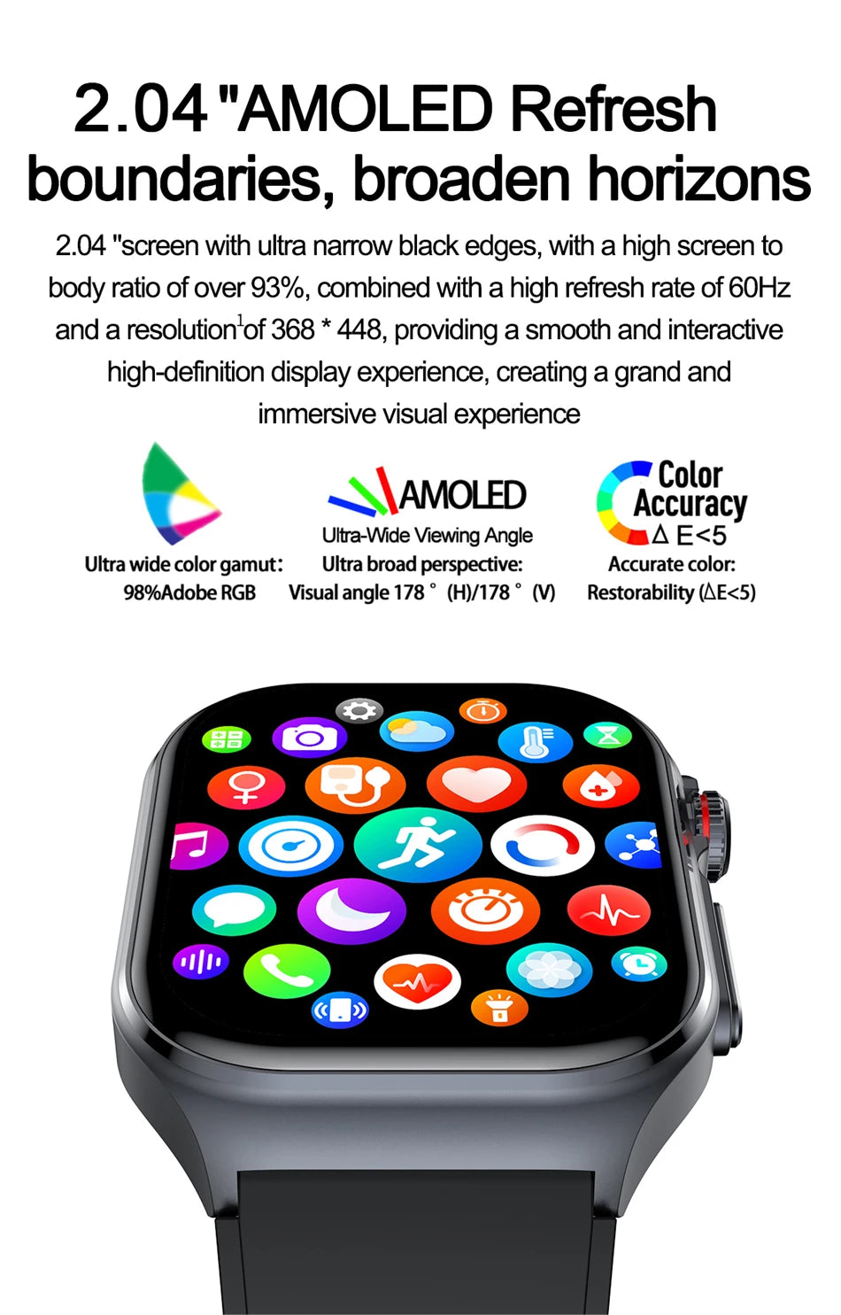 2.04" AI Medical Smartwatch, Blood Lipids, Uric Acid, ECG+PPG, Bluetooth Call, Waterproof