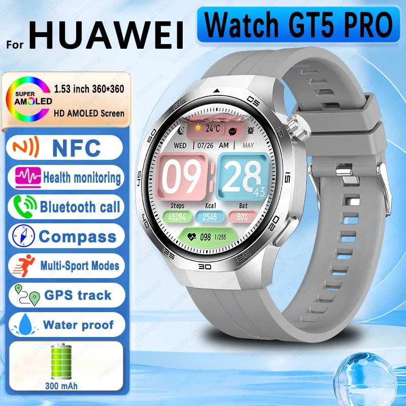 GPS Sports Smartwatch, Heart Rate, NFC, Compass, IP68 Waterproof