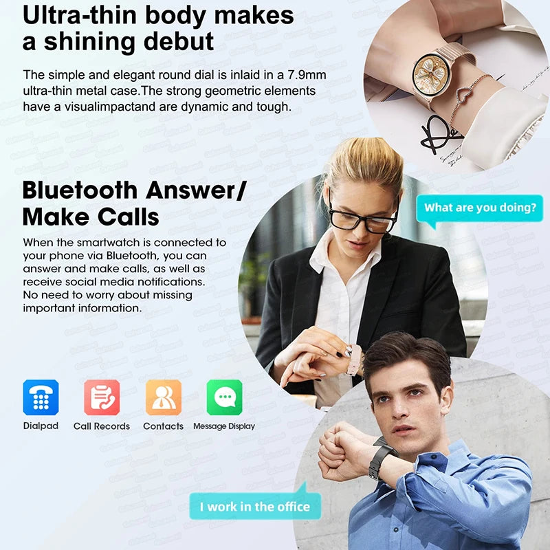 Ultra-Thin 1.43" Smart Watch HD AMOLED Screen Wireless Calling 100+ Sports Modes