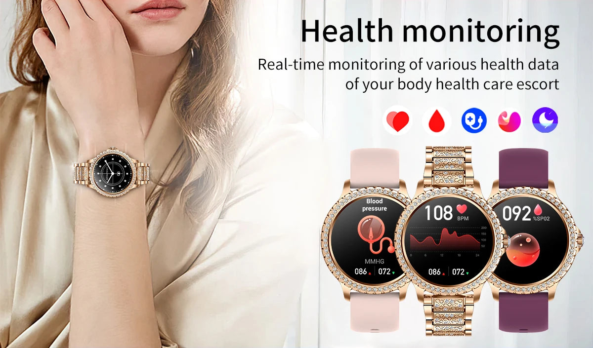 Gold Luxury Women's Smartwatch | 1.32" HD AMOLED Screen, Voice Call & Fitness Tracker