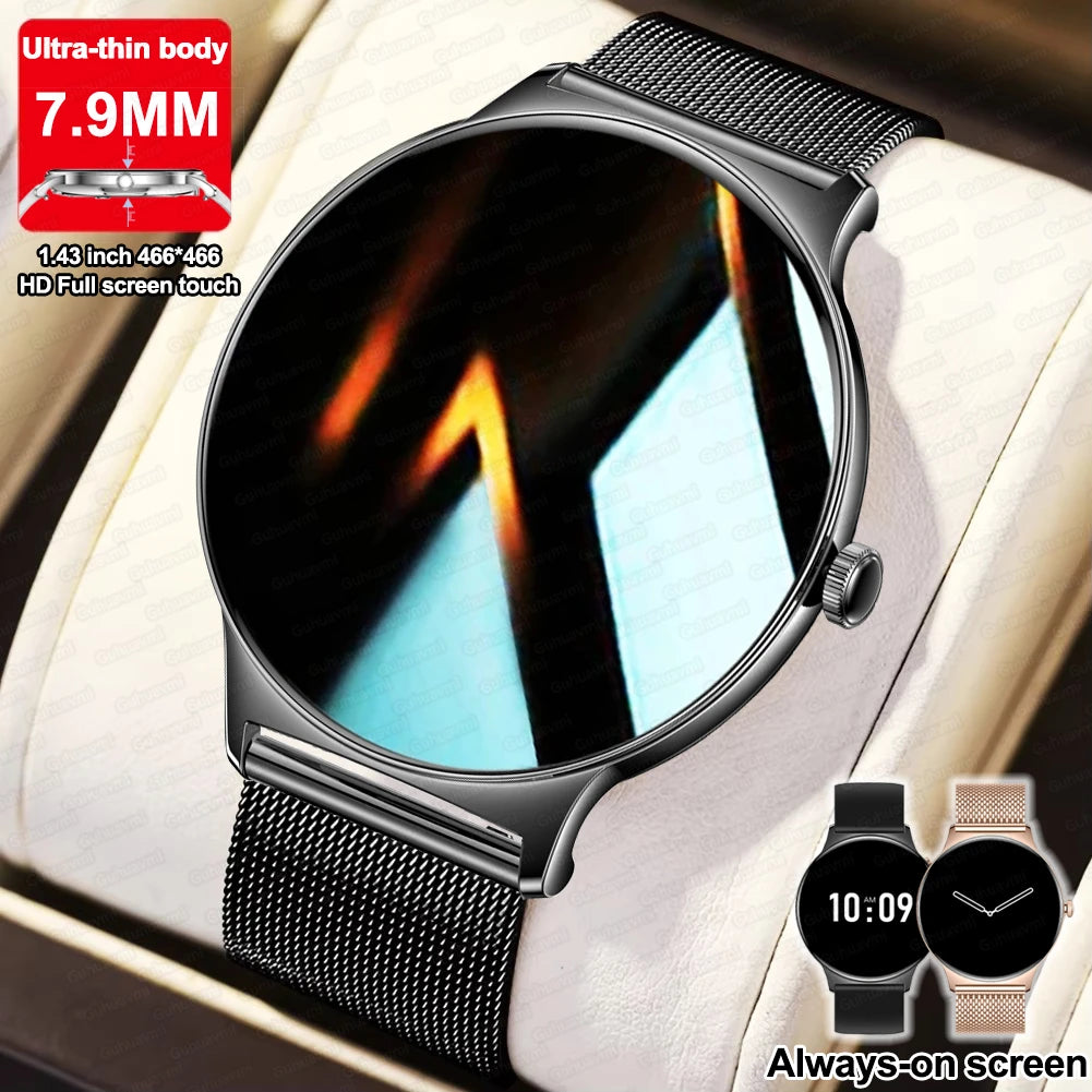 Ultra-Thin 1.43" Smart Watch HD AMOLED Screen Wireless Calling 100+ Sports Modes