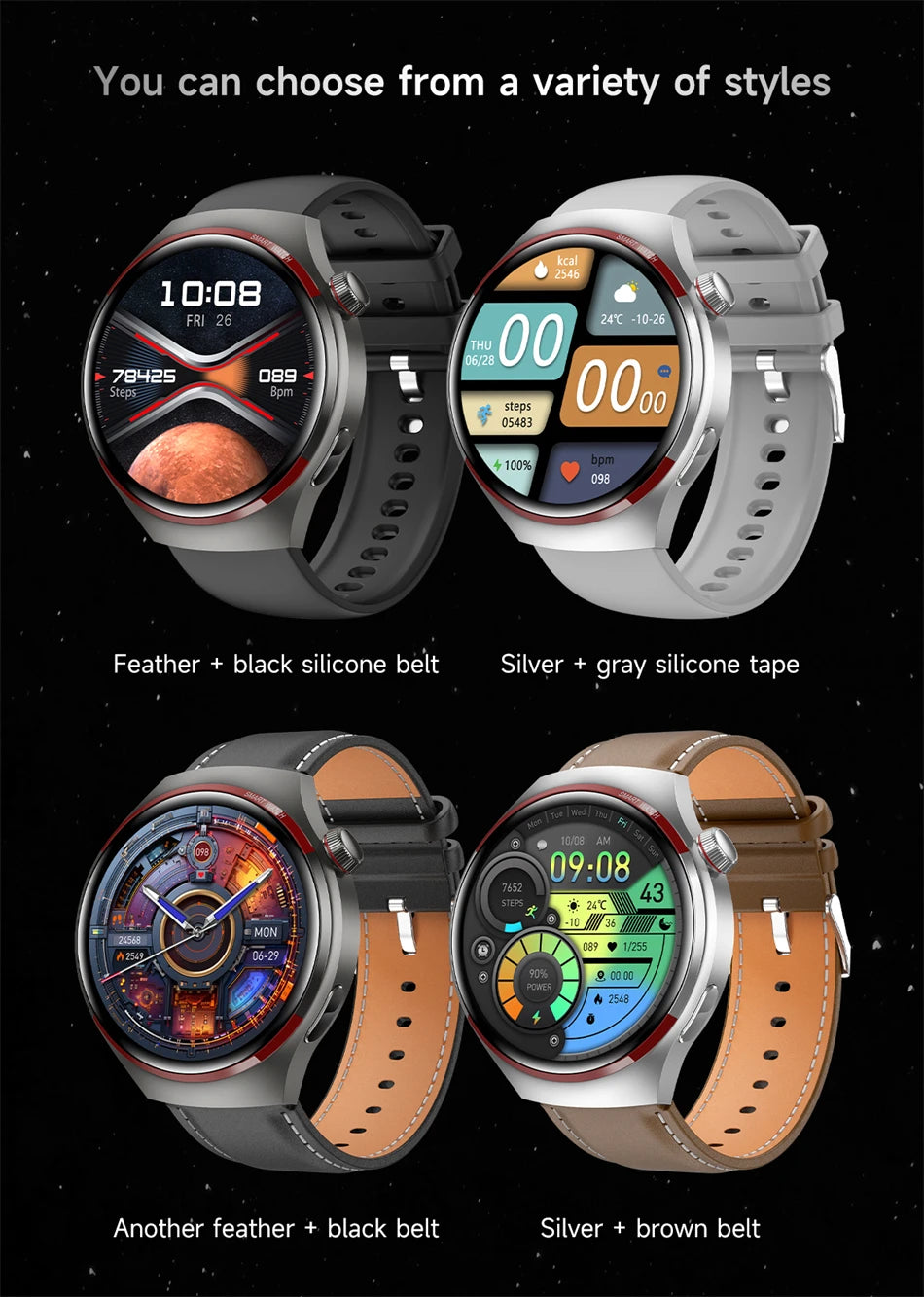 4 PRO Space Exploration Smartwatch HD GPS NFC Bluetooth Call Heart Rate & Fitness Tracker