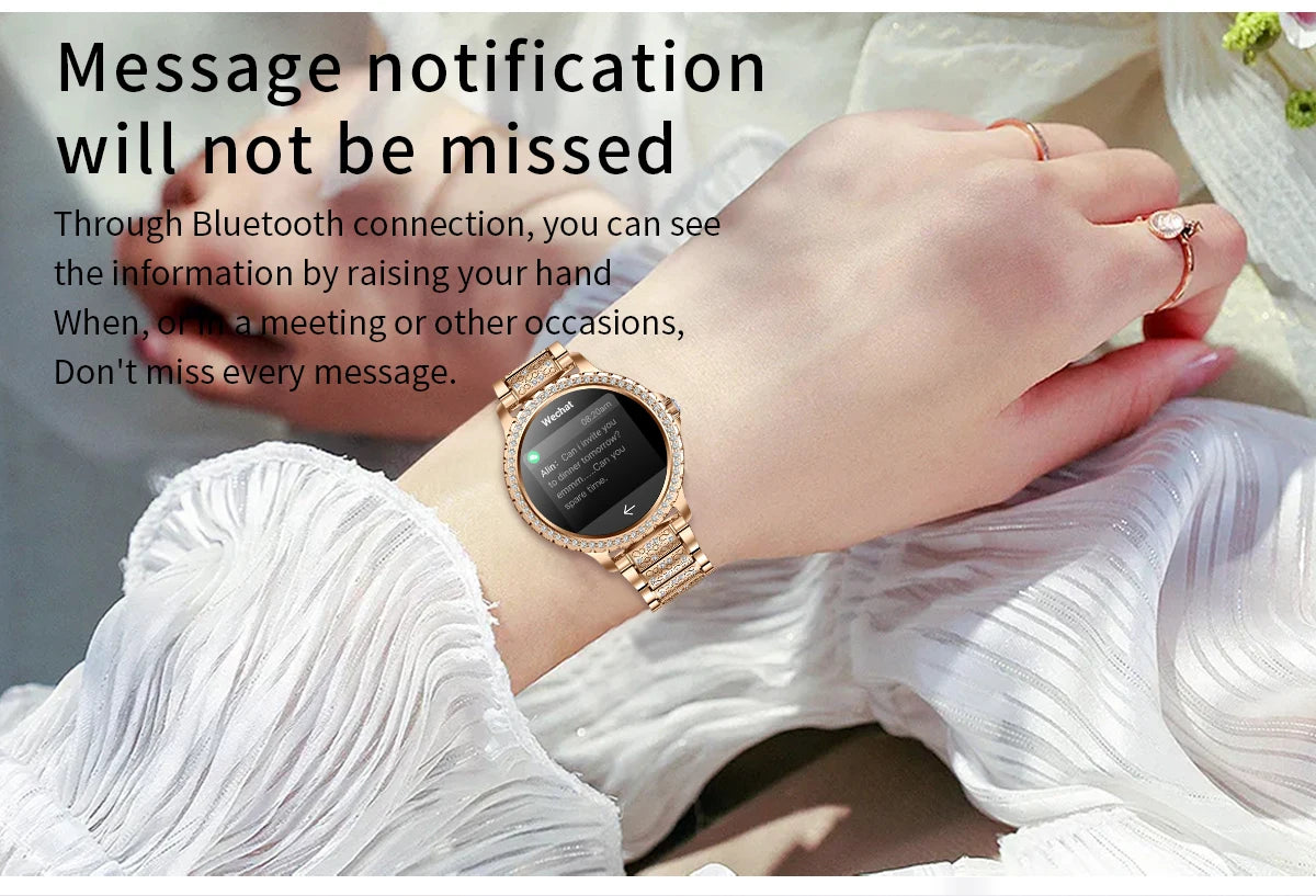 Gold Luxury Women's Smartwatch | 1.32" HD AMOLED Screen, Voice Call & Fitness Tracker