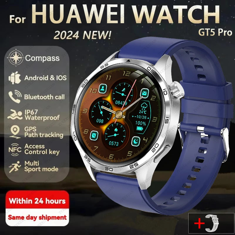 GPS Smartwatch Men 5 Pro AMOLED HD Bluetooth Call NFC Waterproof Heart Rate Fitness Watch