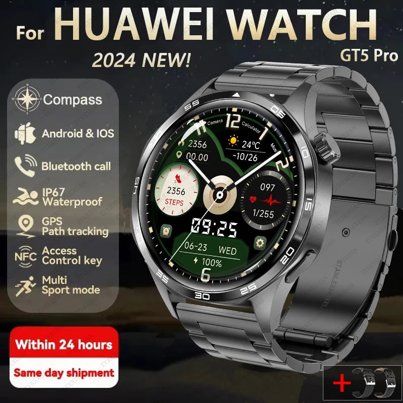 GPS Smartwatch Men 5 Pro AMOLED HD Bluetooth Call NFC Waterproof Heart Rate Fitness Watch
