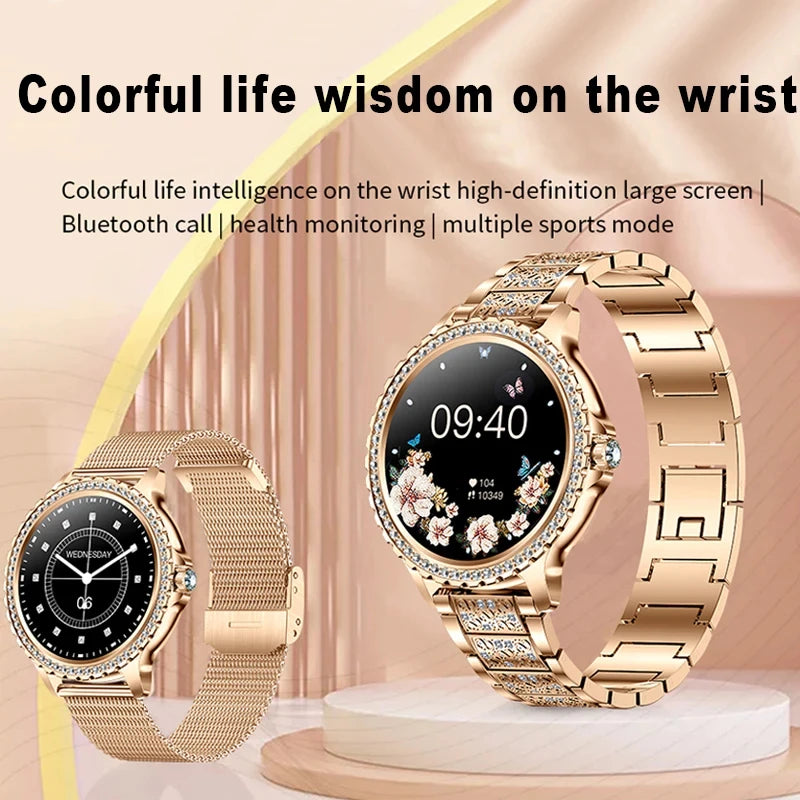 Gold Luxury Women's Smartwatch | 1.32" HD AMOLED Screen, Voice Call & Fitness Tracker