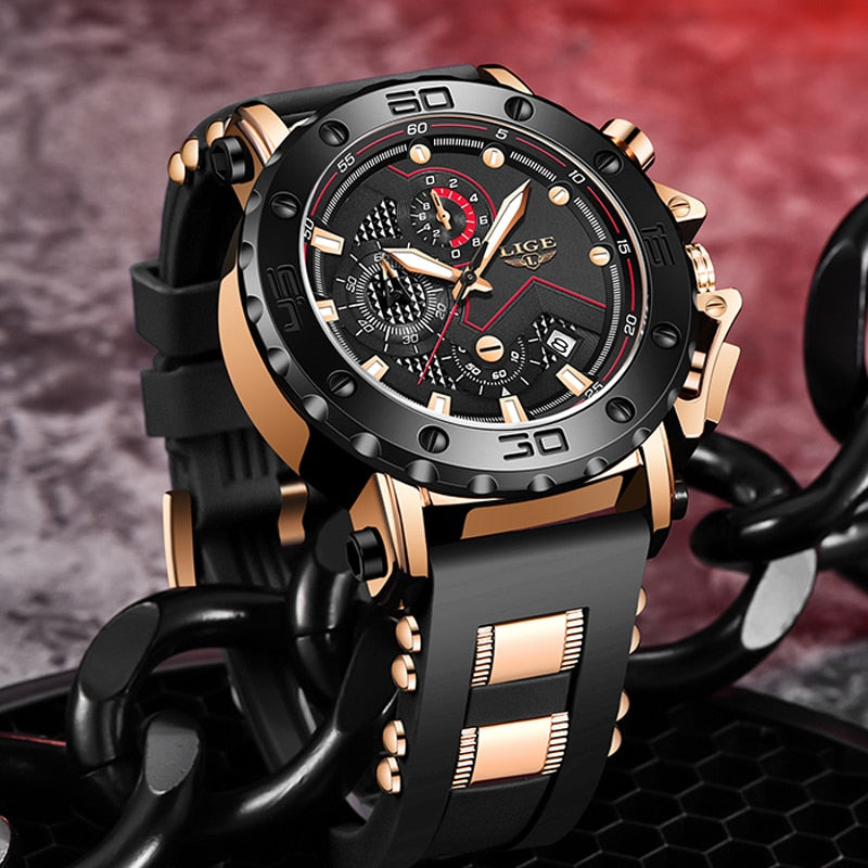 Mens Quartz Watch | Large Dial Business Sports Shock Resistant Chronograph Wristwatch.