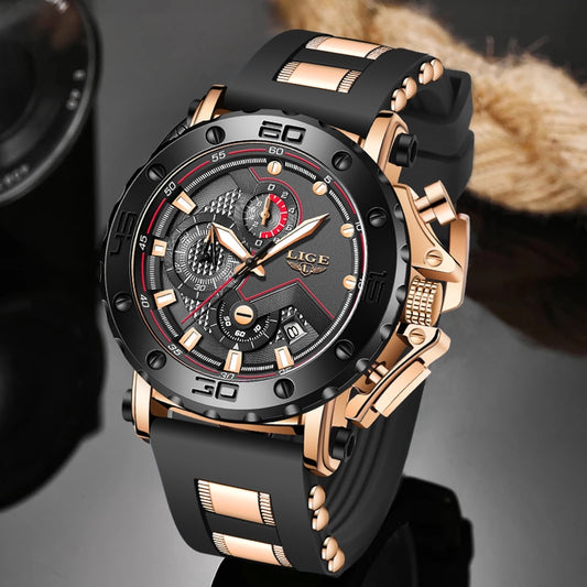 Mens Quartz Watch | Large Dial Business Sports Shock Resistant Chronograph Wristwatch.