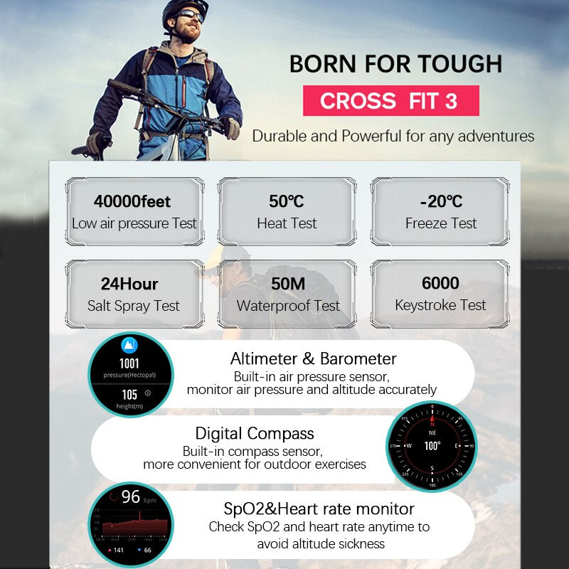 GPS Men Sport Smart Watch | 50M ATM HD AMOLED Altimeter Barometer Smartwatch.