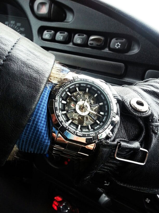 Men's Mechanical Sport Watch | Waterproof Stainless Steel Skeleton Transparent Watch.