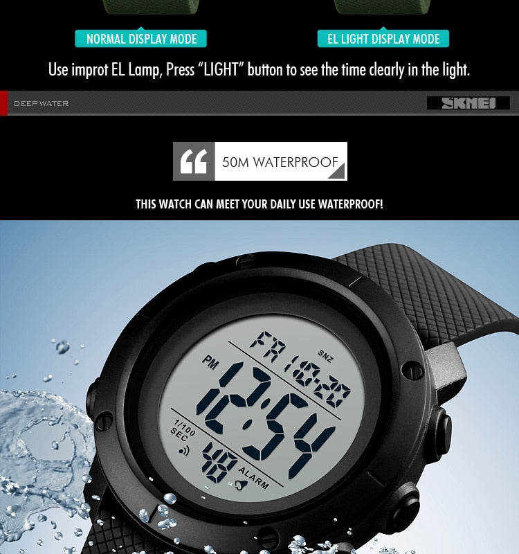 Digital Men's Watch | Waterproof LED Digital Sports Casual Fashion Wristwatch.