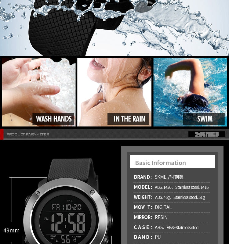 Digital Men's Watch | Waterproof LED Digital Sports Casual Fashion Wristwatch.