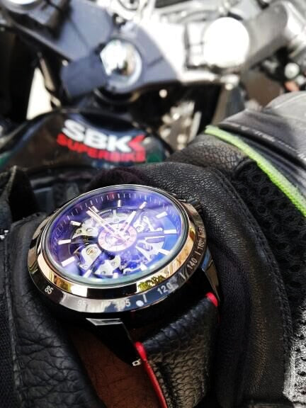 Automatic Mechanical Men's Watch | Waterproof Skeleton Genuine Black Belt Wristwatch.